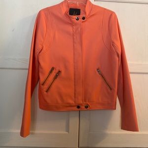 M peachy/orange leather jacket.